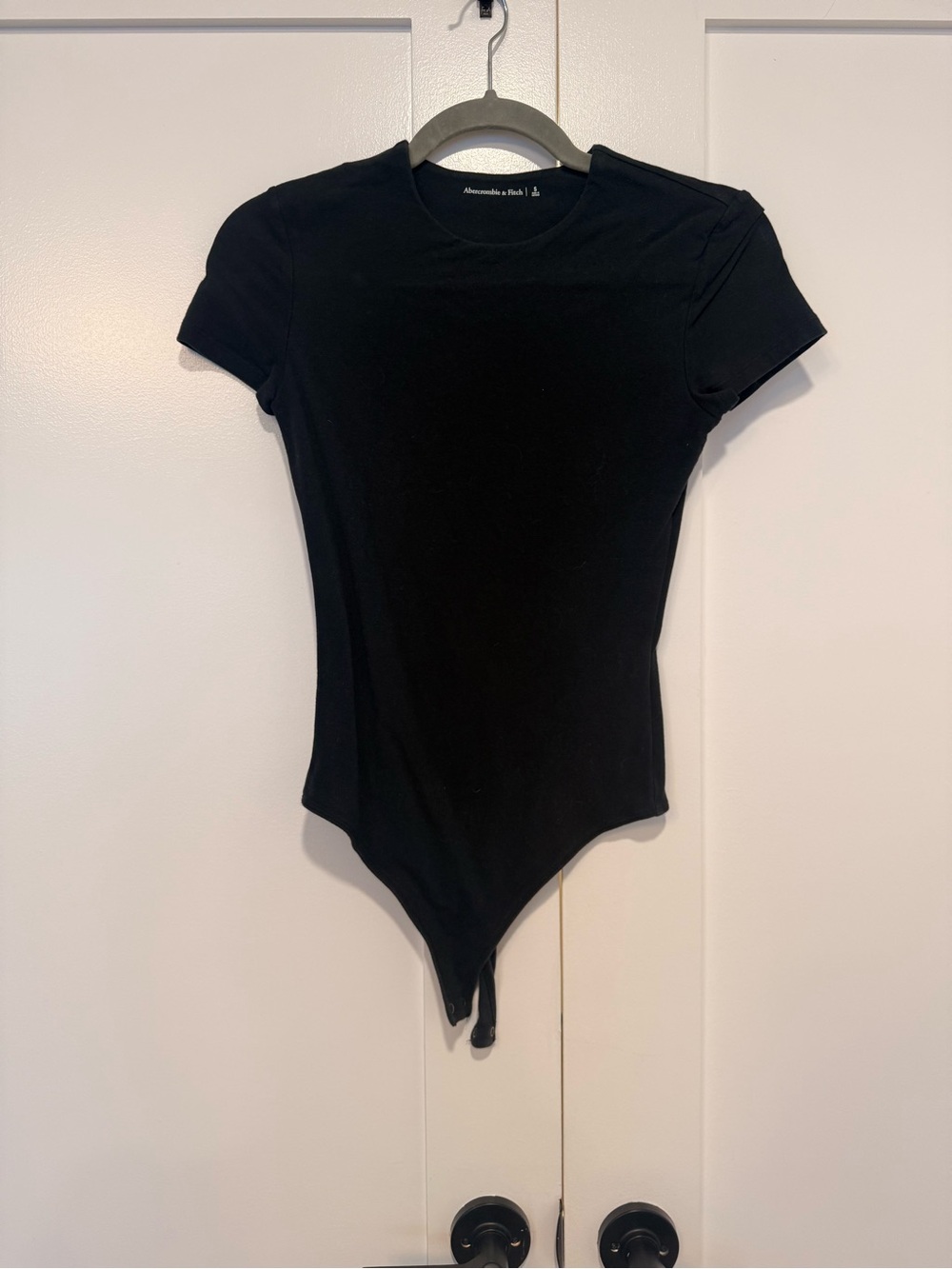 Abercrombie & Fitch Black Short-Sleeve Crew Bodysuit